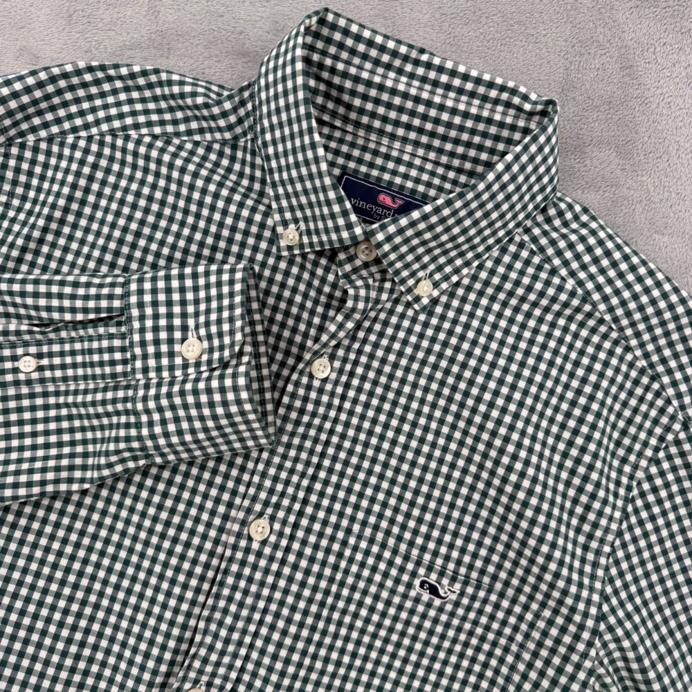 Vineyard Vines Classic Fit Trucker Shirt Button Down Green Men's sz S (read)